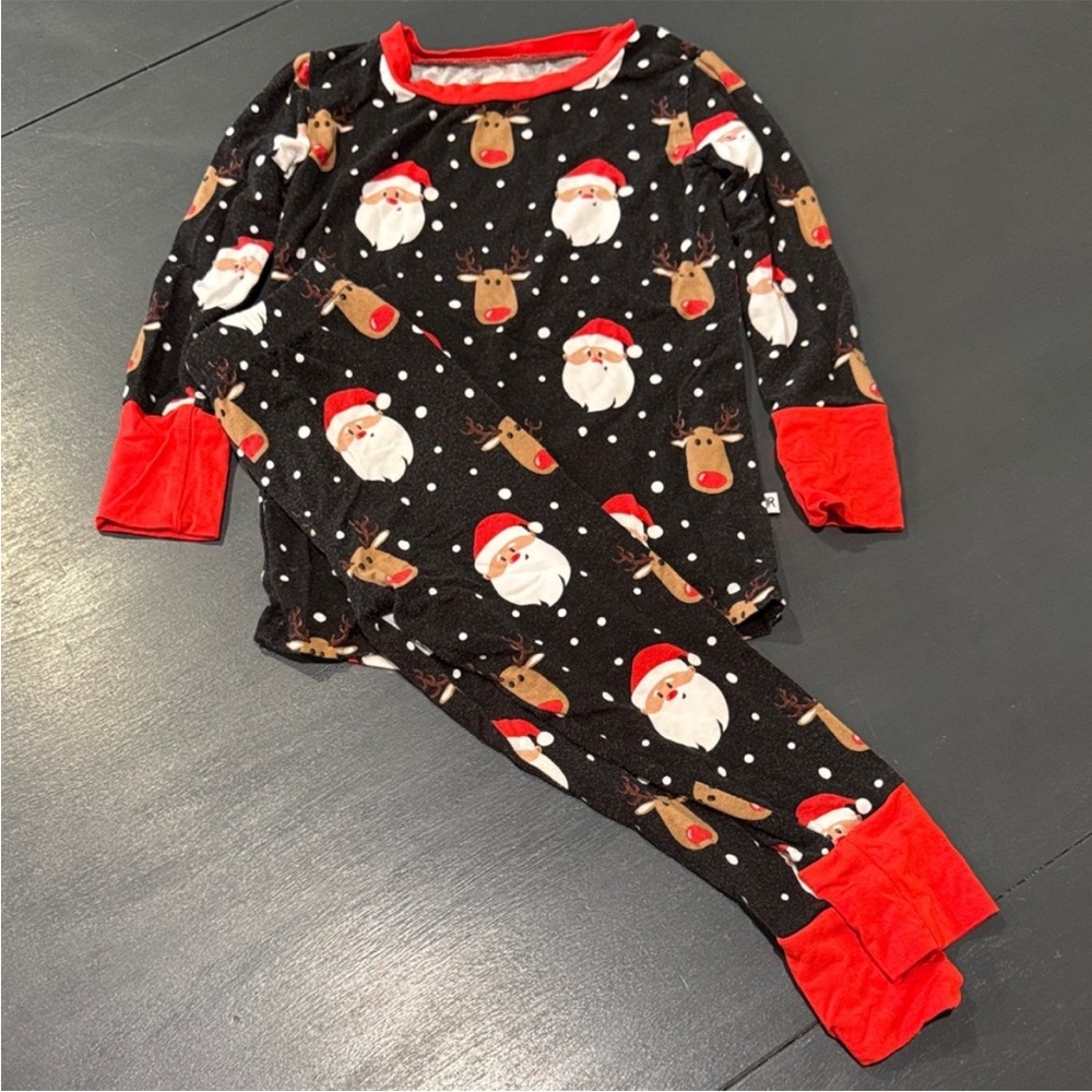 Bums & Roses Snow Ho Ho Pajama Set 2T bamboo reindeer